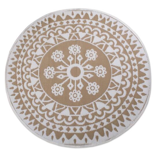 DII® Round Taupe Floral Outdoor Rug, 5ft.